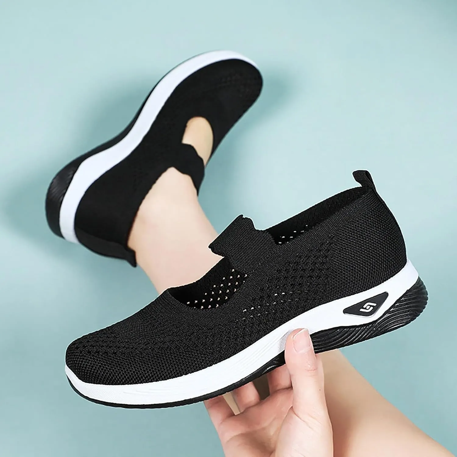 Non Slip Work Shoes Women Fashion Casual Work Shoes Chunky Sneakers Women's Soft Sole Mesh Comfort Orthopedic Basketball Shoe Grip Loafers Casual Slip On