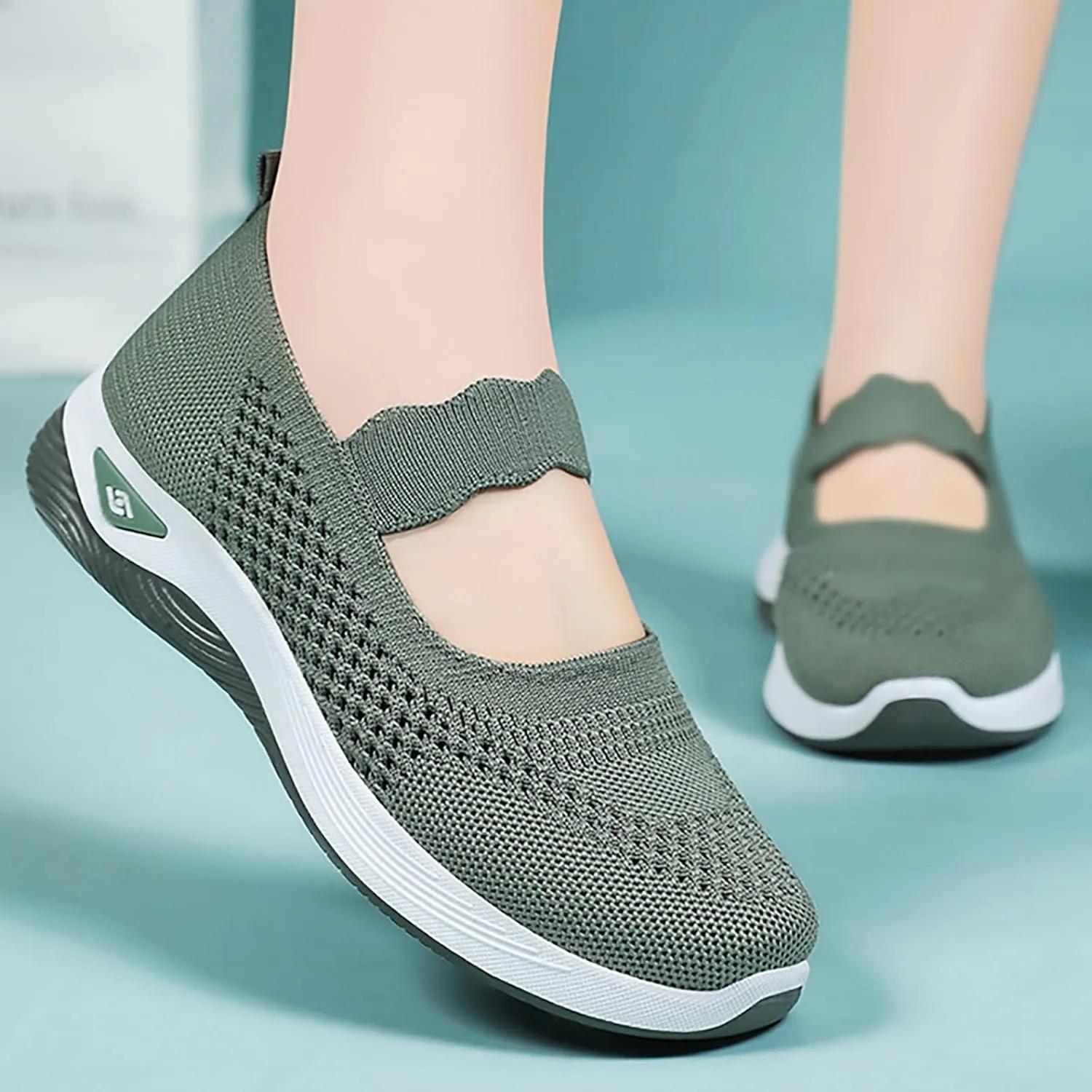 Non Slip Work Shoes Women Fashion Casual Work Shoes Chunky Sneakers Women's Soft Sole Mesh Comfort Orthopedic Basketball Shoe Grip Loafers Casual Slip On