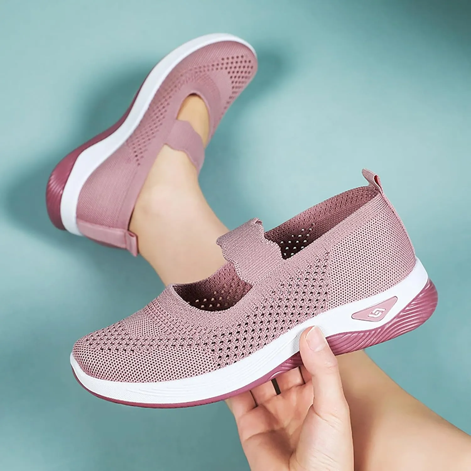 Non Slip Work Shoes Women Fashion Casual Work Shoes Chunky Sneakers Women's Soft Sole Mesh Comfort Orthopedic Basketball Shoe Grip Loafers Casual Slip On