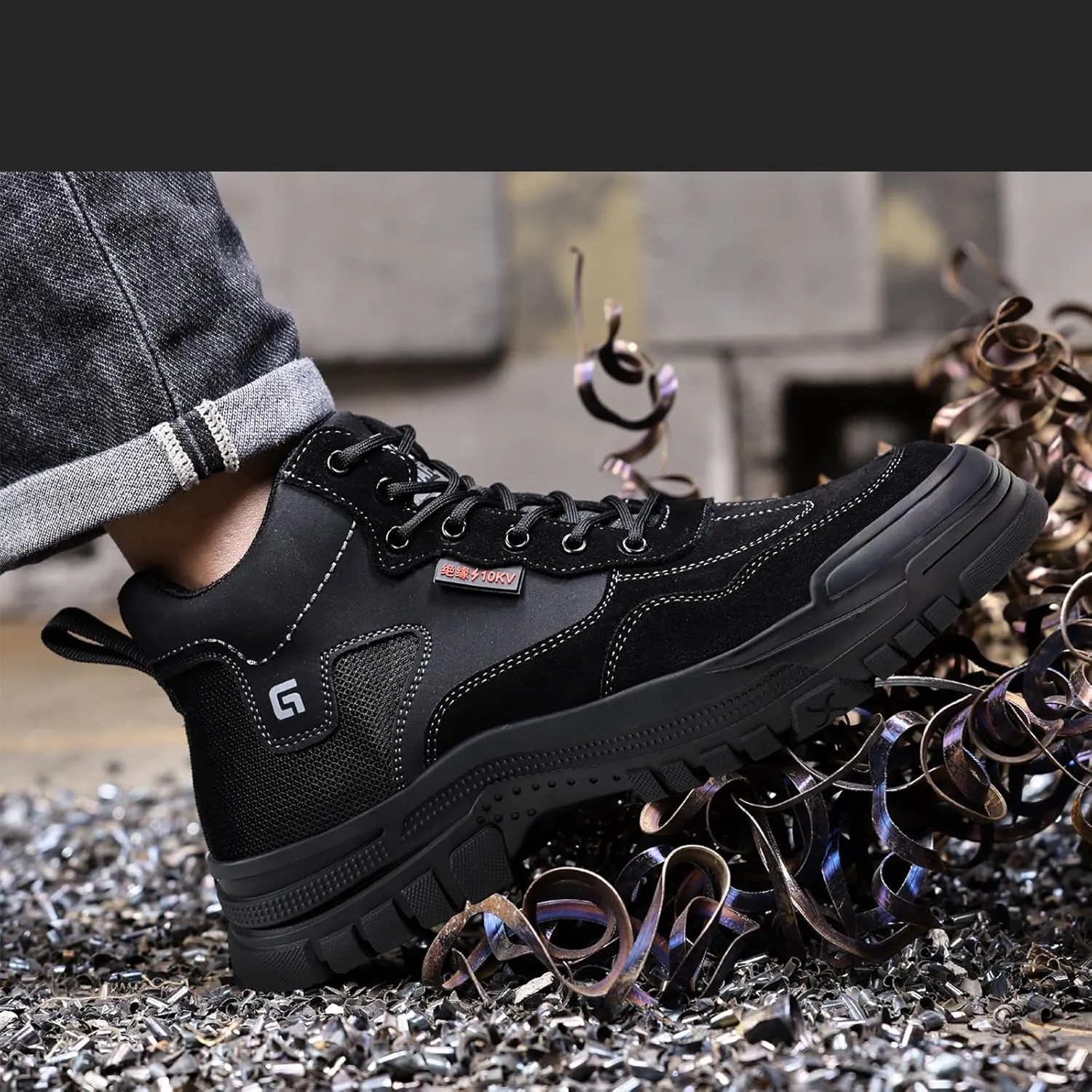 Nutropa Welding Work Boots for Men Composite Toe Safety Boots Non Slip Steel Toe Work Shoes Lightweight Construction Welder Boots
