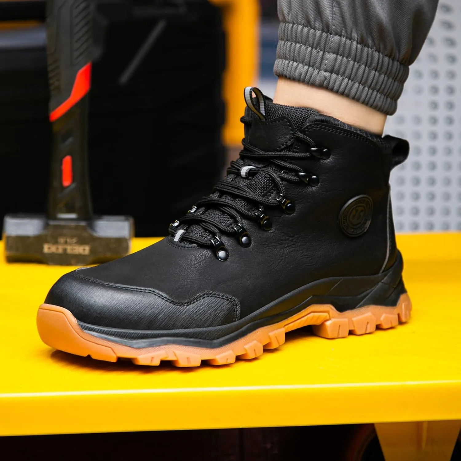 Nutropa Welding Work Boots for Men Composite Toe Safety Boots Non Slip Steel Toe Work Shoes Lightweight Construction Welder Boots