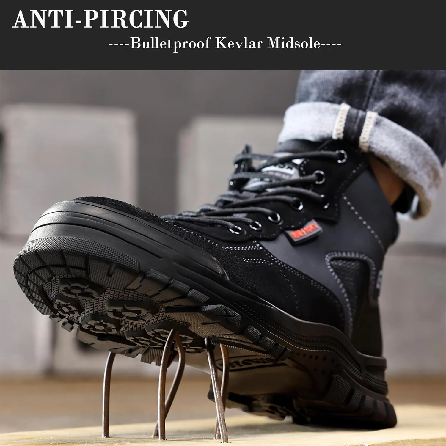 Nutropa Welding Work Boots for Men Composite Toe Safety Boots Non Slip Steel Toe Work Shoes Lightweight Construction Welder Boots