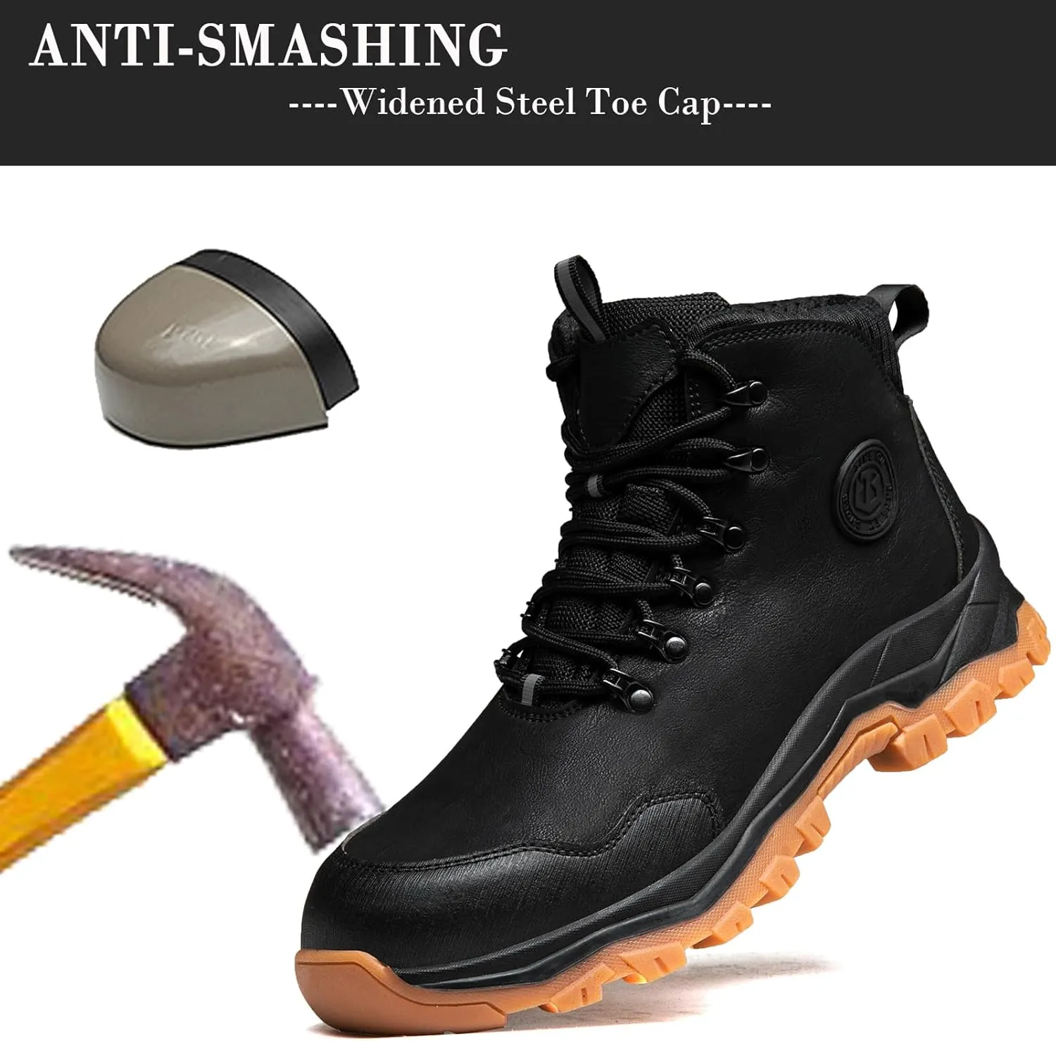 Nutropa Welding Work Boots for Men Composite Toe Safety Boots Non Slip Steel Toe Work Shoes Lightweight Construction Welder Boots