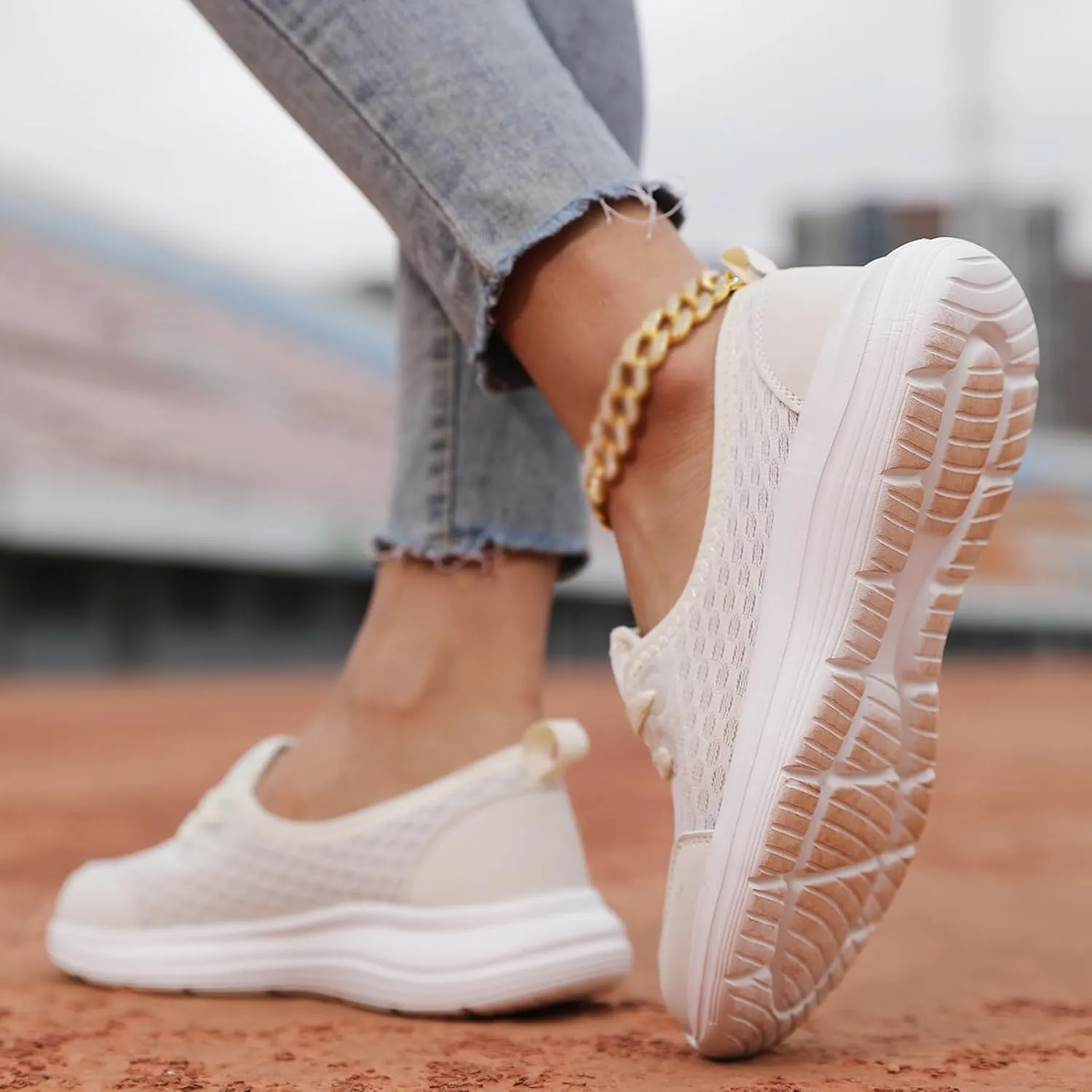 Orthopedic Shoes for Women Lightweight Breathable Mesh Holllow Out Slip-On Knitted Sneakers Casual Comfortable Low Cut Walking Sneakers with Arch Support