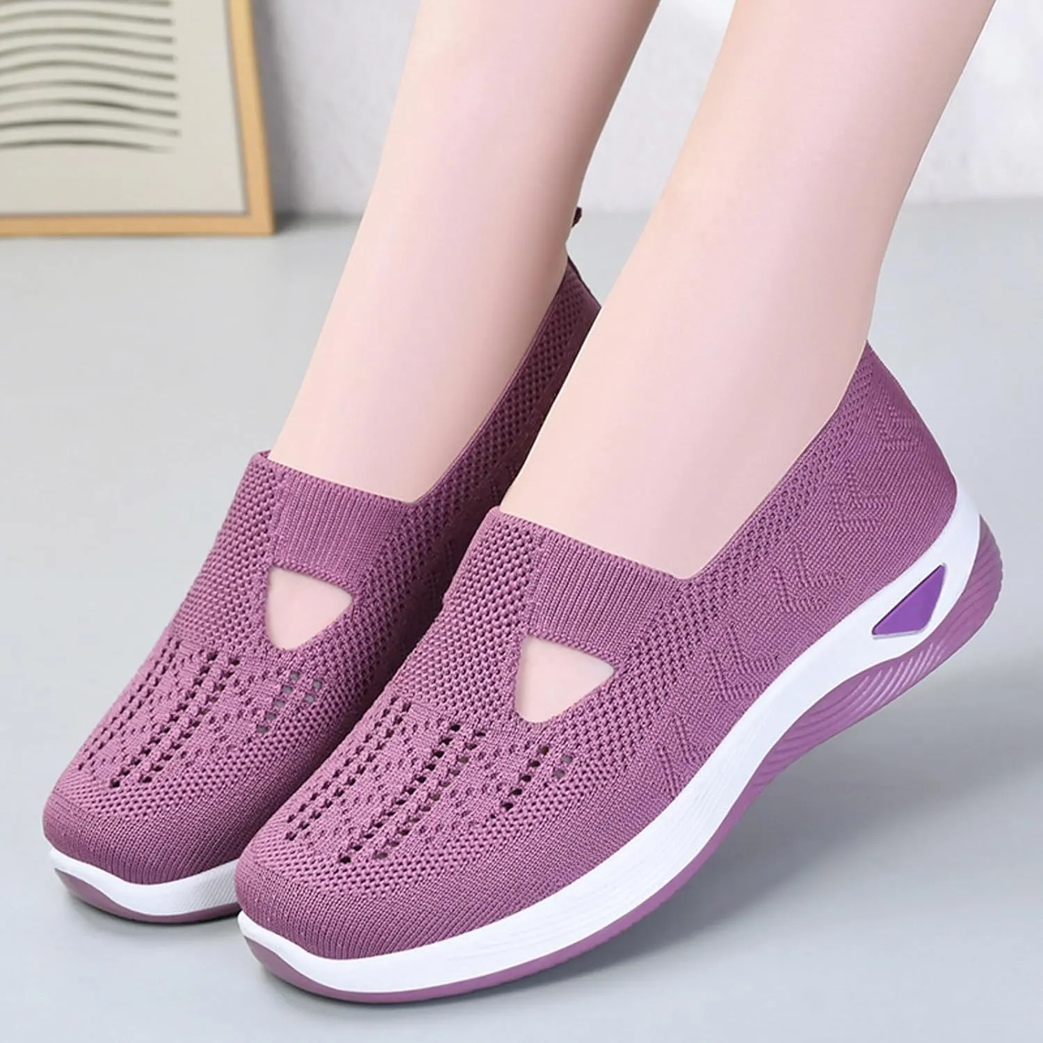 Orthopedic Sneakers for Women Slip On Walking Shoes with Arch Support Comfortable Casual Loafers Plantar Fasciitis Relief Foot Pain Diabetic Swollen Feet