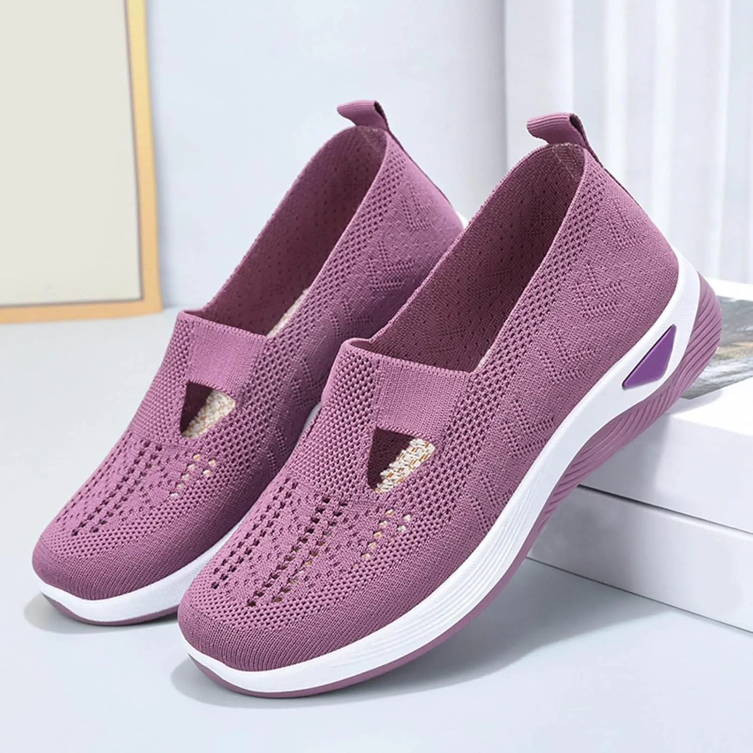 Orthopedic Sneakers for Women Slip On Walking Shoes with Arch Support Comfortable Casual Loafers Plantar Fasciitis Relief Foot Pain Diabetic Swollen Feet