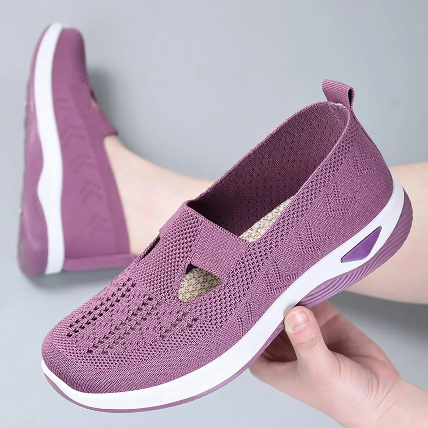 Orthopedic Sneakers for Women Slip On Walking Shoes with Arch Support Comfortable Casual Loafers Plantar Fasciitis Relief Foot Pain Diabetic Swollen Feet