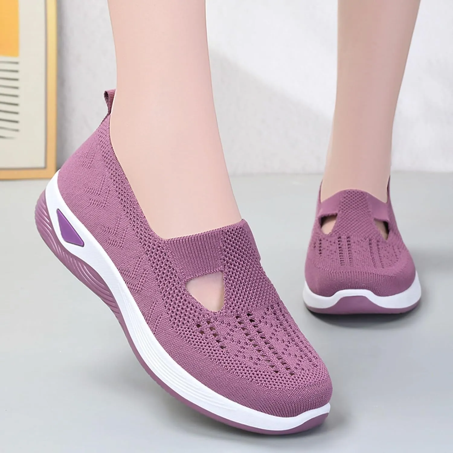 Orthopedic Sneakers for Women Slip On Walking Shoes with Arch Support Comfortable Casual Loafers Plantar Fasciitis Relief Foot Pain Diabetic Swollen Feet