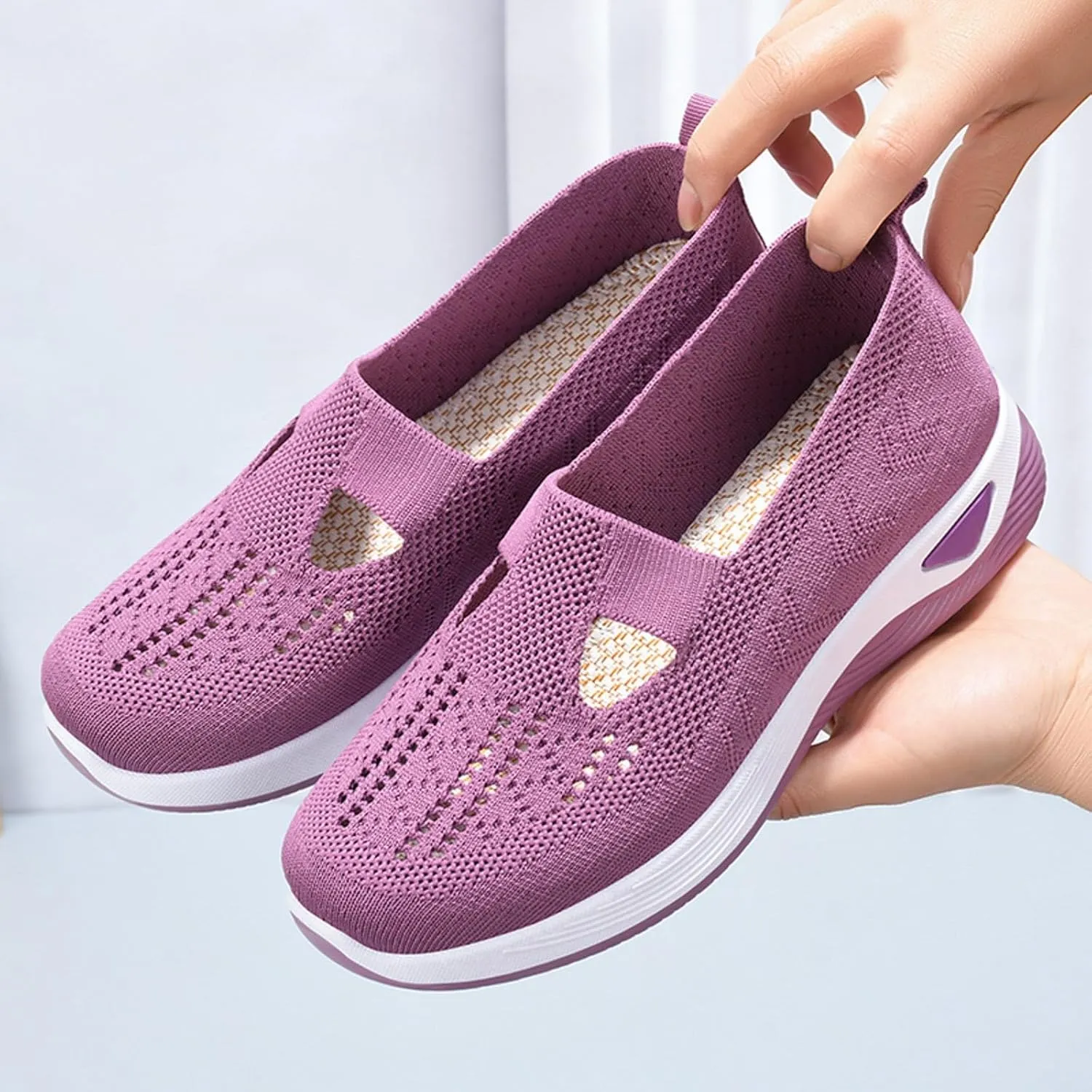 Orthopedic Sneakers for Women Slip On Walking Shoes with Arch Support Comfortable Casual Loafers Plantar Fasciitis Relief Foot Pain Diabetic Swollen Feet