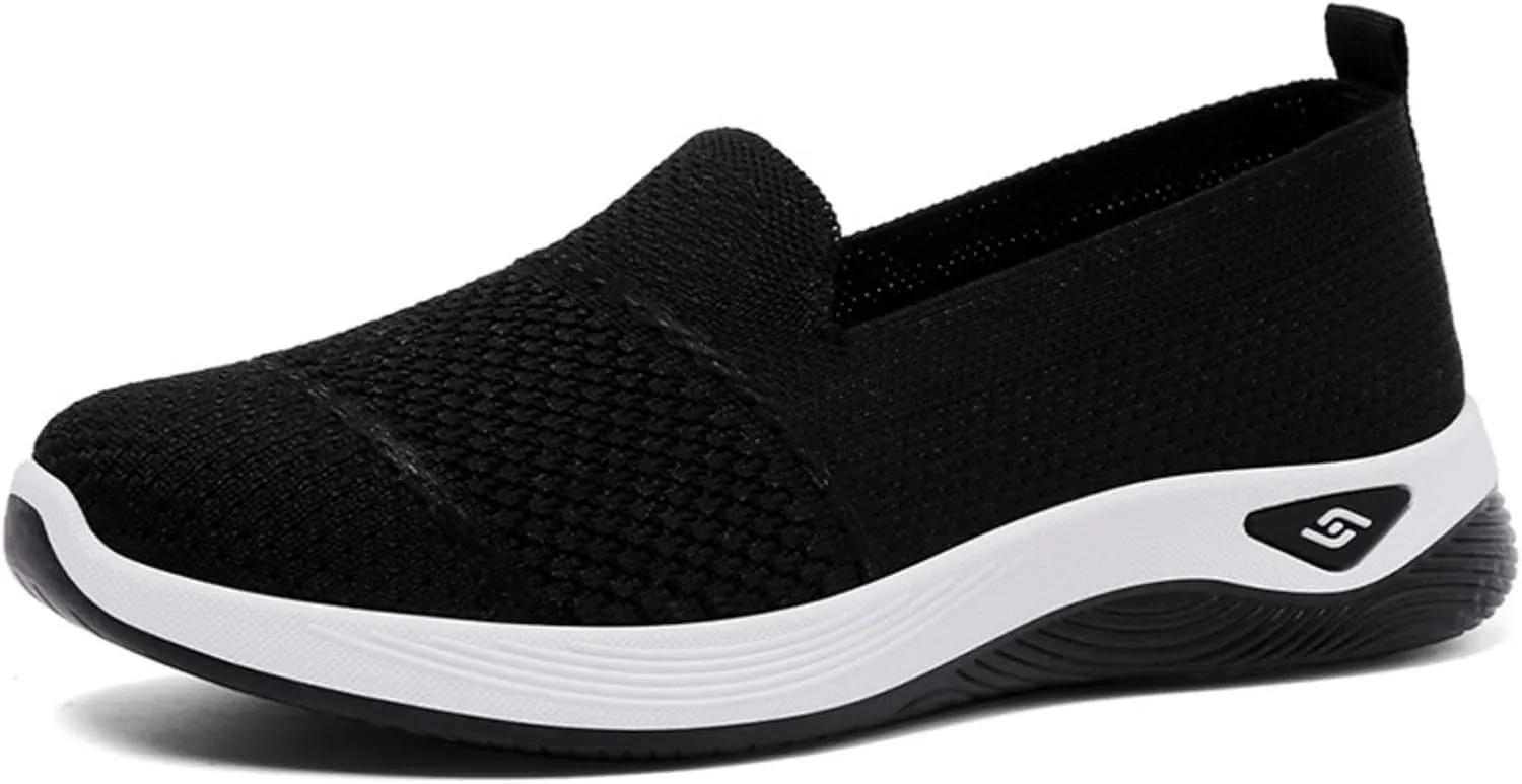 Orthopedic Sneakers for Women Summer Breathable Mesh Slip On Soft Sole Walking Shoes Lightweight Casual Comfortable Fashion Tennis Shoes with Arch Support