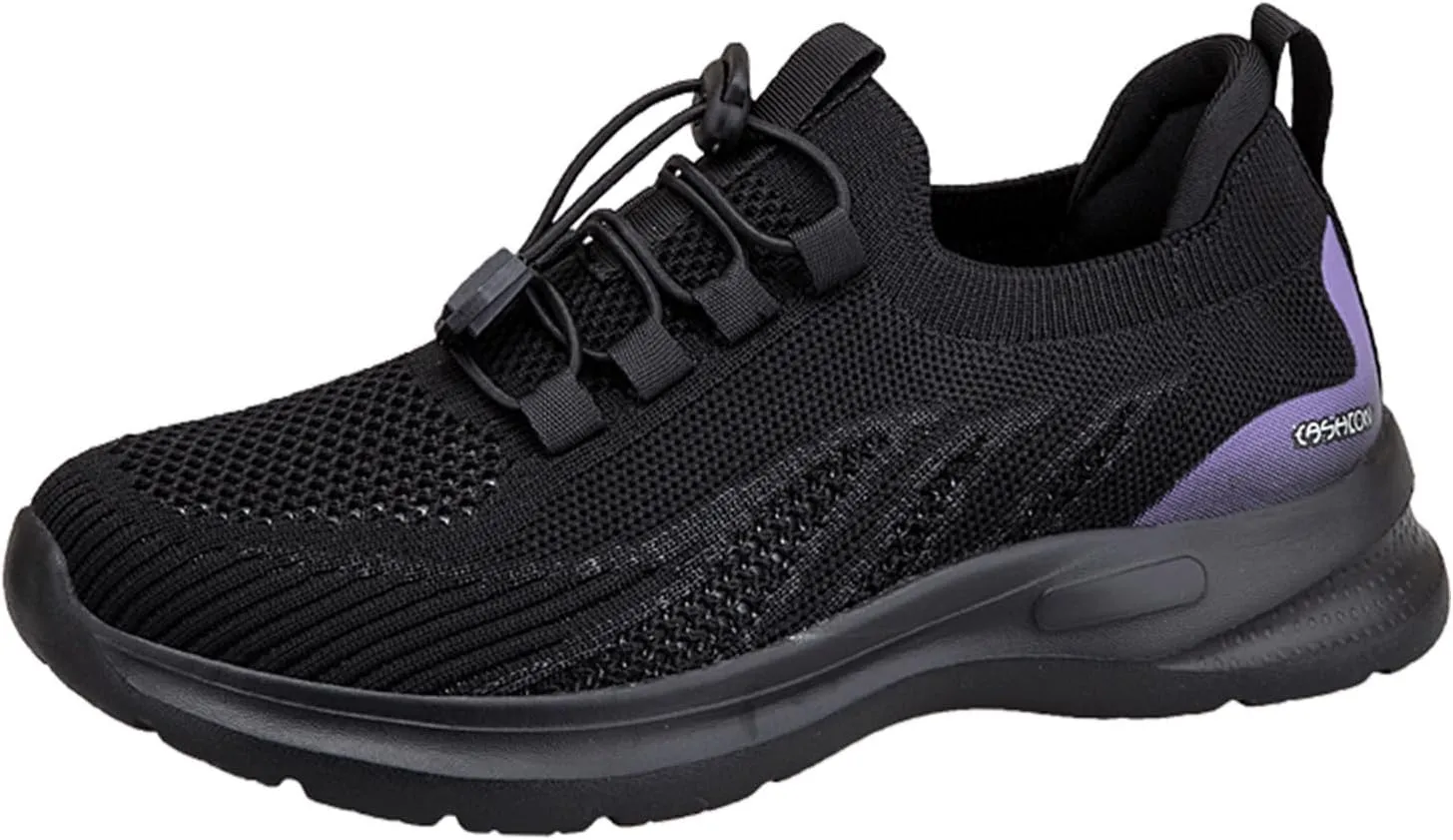 Plantar Fasciitis Shoes Women Non Slip Women's Hiking Shoes Wide Toe Box Walking Shoes Women Arch Support Slip On Sneakers Wide Toe Box Gym Shoes Women Black Comfy Shoes Women Work