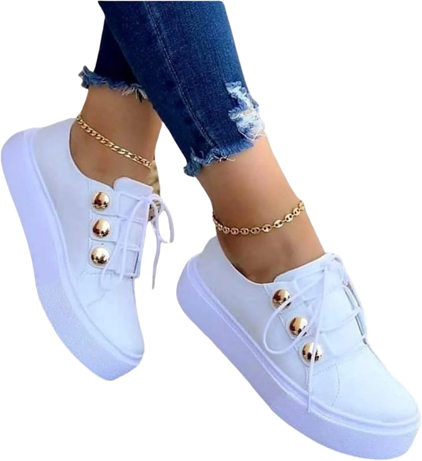 Platform Sneakers for Women Fashion Slip On Canvas Shoes Summer Casual Closed Toe Low Top Walking Flats Loafers Comfortable Breathable Lightweight Sneakers
