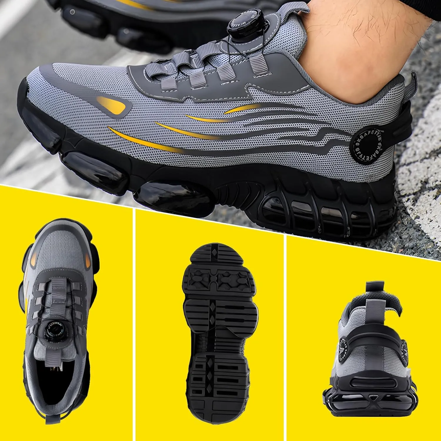 Prestivos Steel Toe Shoes for Men Women Work Safety Air Cushion Shoes Anti-Slip Lightweight Puncture Comfortable Composite Evontiras Steel Toe Casual Sneakers