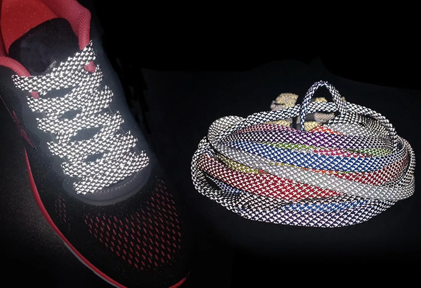 Reflective Shoe Laces for Sneakers Shoes 2 Pairs Fashion Flat 10MM Shoelaces for Adults Kids Night Safety Boots Laces