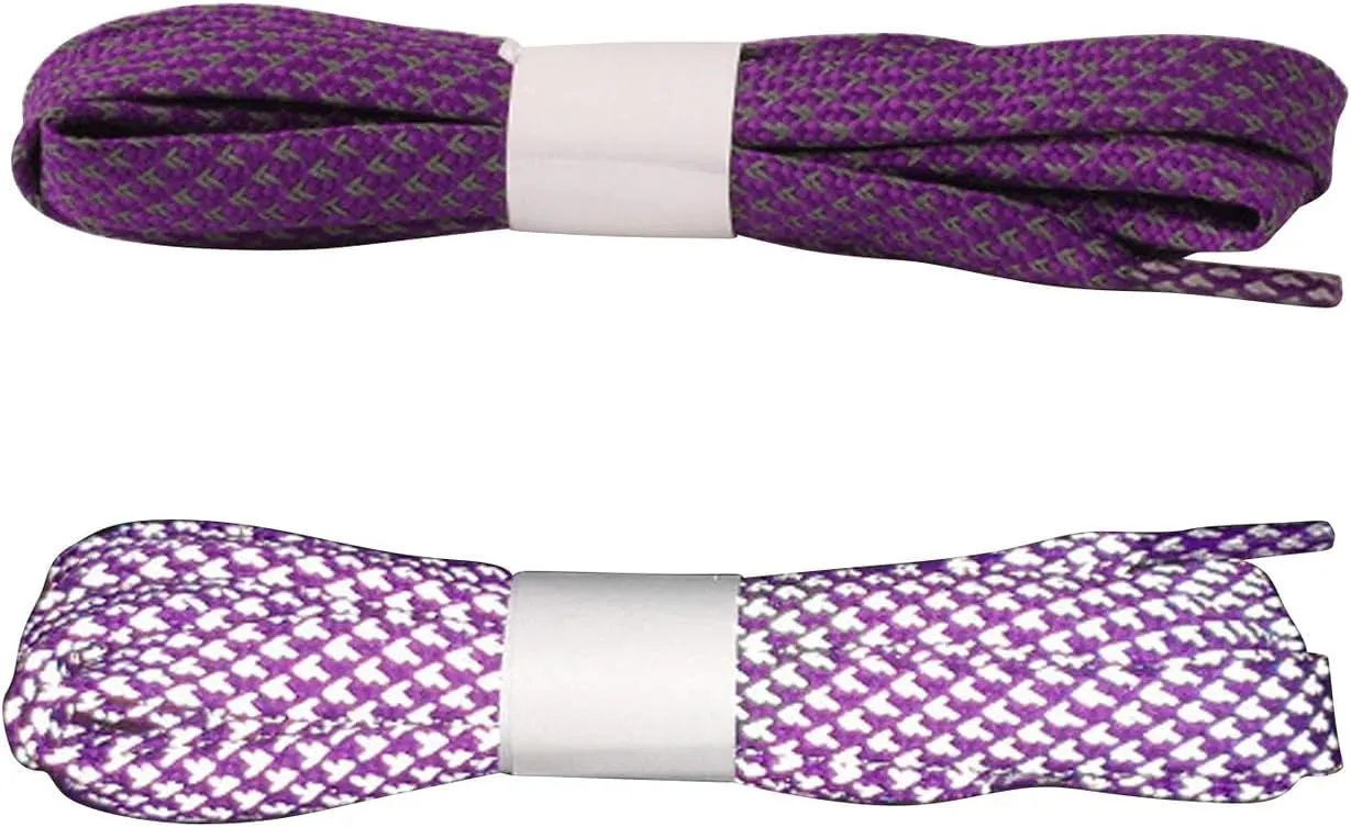Reflective Shoe Laces for Sneakers Shoes 2 Pairs Fashion Flat 10MM Shoelaces for Adults Kids Night Safety Boots Laces