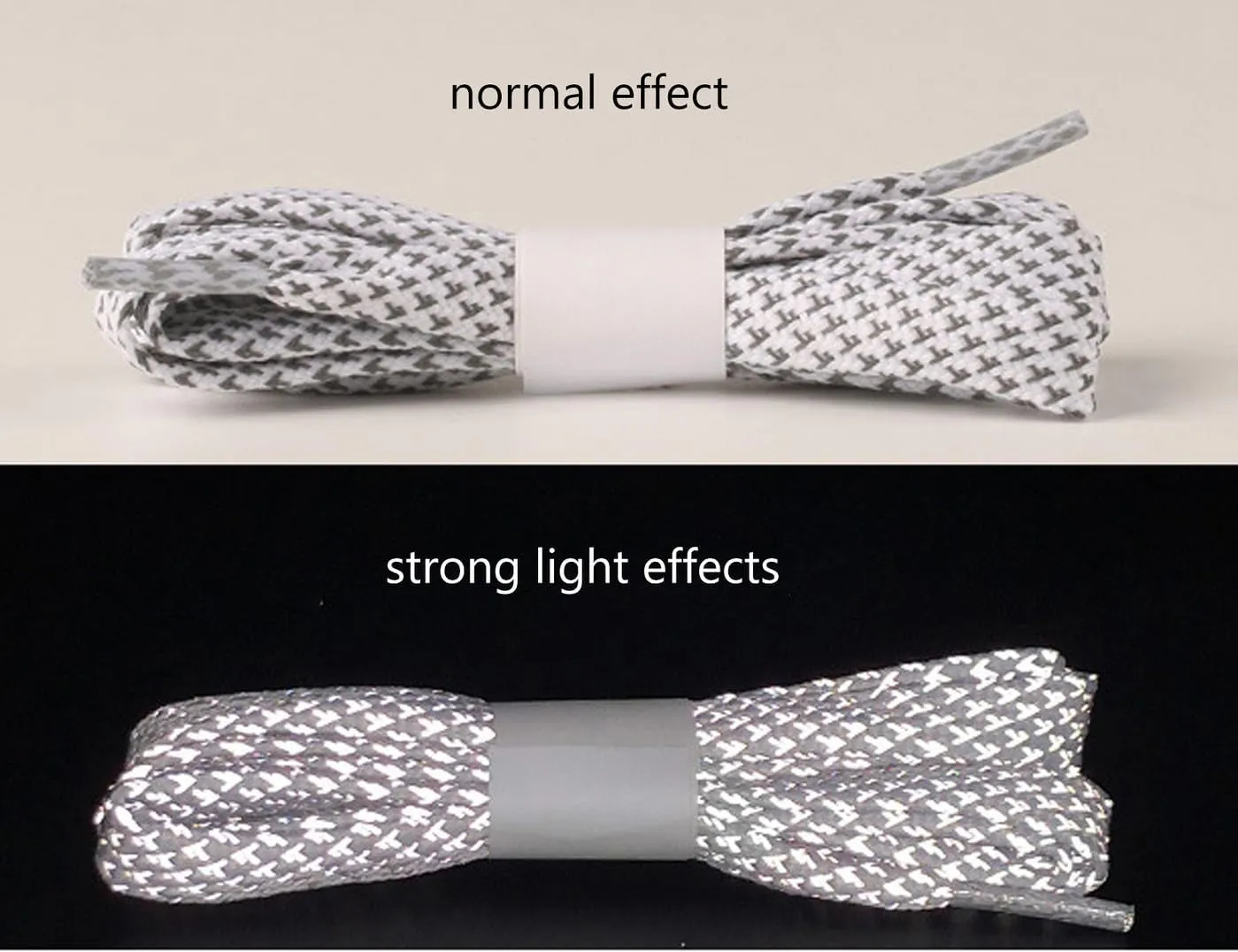 Reflective Shoe Laces for Sneakers Shoes 2 Pairs Fashion Flat 10MM Shoelaces for Adults Kids Night Safety Boots Laces