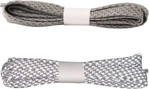 Reflective Shoe Laces for Sneakers Shoes 2 Pairs Fashion Flat 10MM Shoelaces for Adults Kids Night Safety Boots Laces