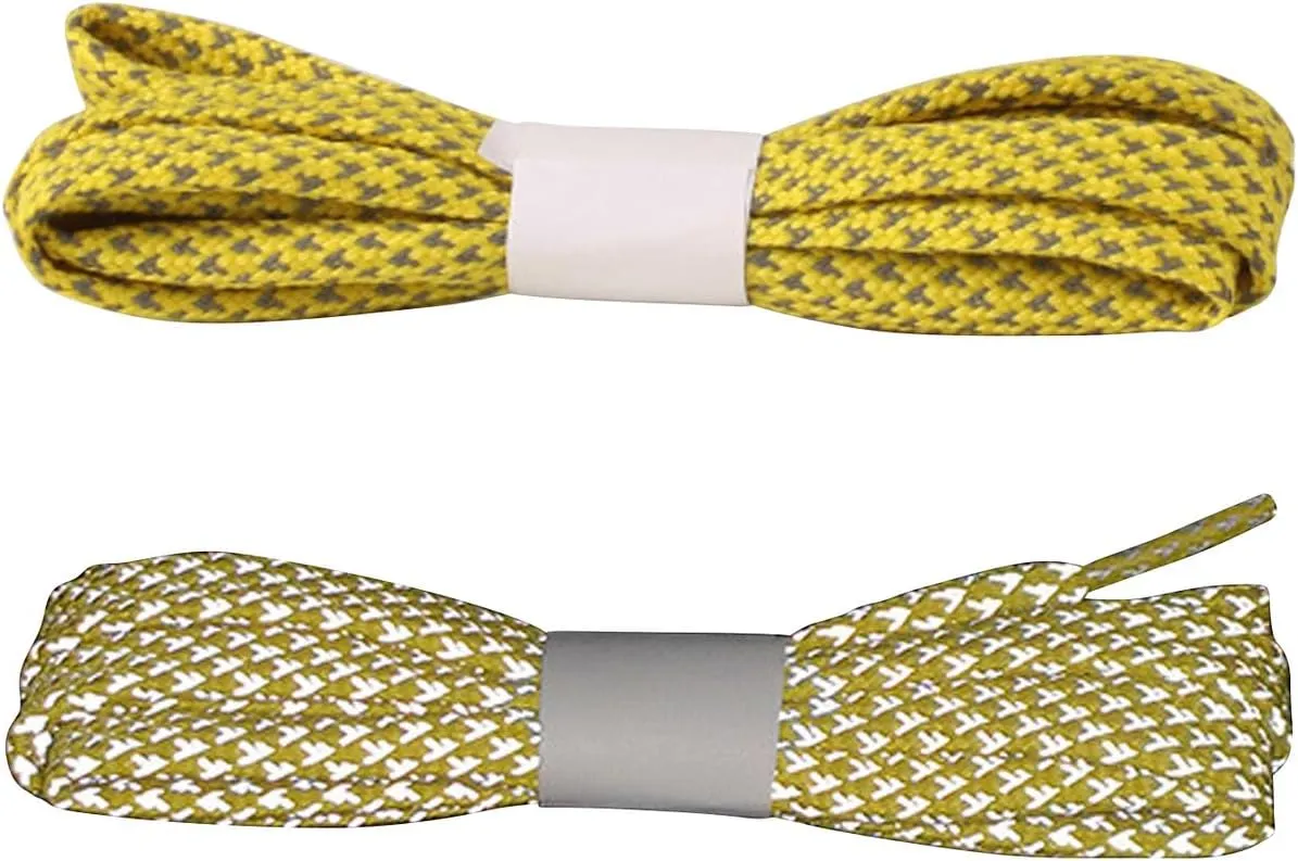 Reflective Shoe Laces for Sneakers Shoes 2 Pairs Fashion Flat 10MM Shoelaces for Adults Kids Night Safety Boots Laces