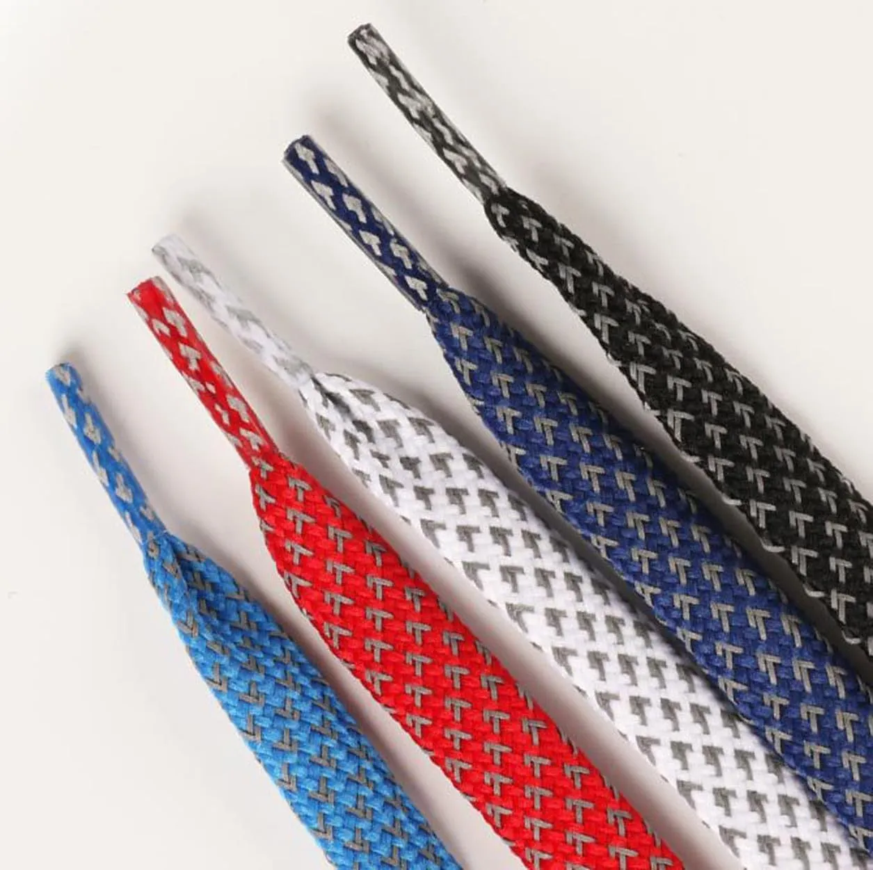 Reflective Shoe Laces for Sneakers Shoes 2 Pairs Fashion Flat 10MM Shoelaces for Adults Kids Night Safety Boots Laces