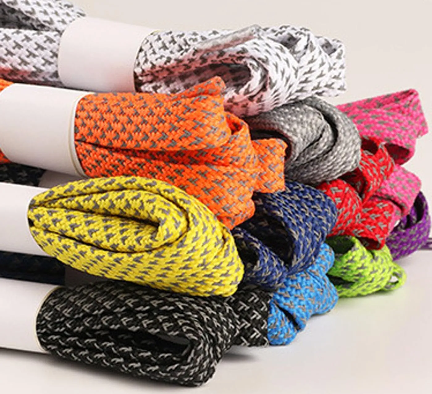Reflective Shoe Laces for Sneakers Shoes 2 Pairs Fashion Flat 10MM Shoelaces for Adults Kids Night Safety Boots Laces