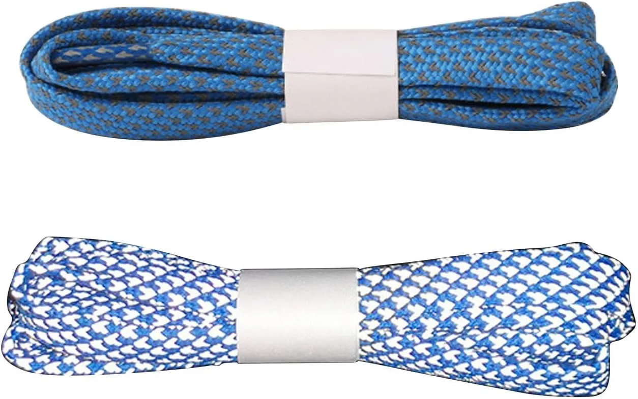 Reflective Shoe Laces for Sneakers Shoes 2 Pairs Fashion Flat 10MM Shoelaces for Adults Kids Night Safety Boots Laces
