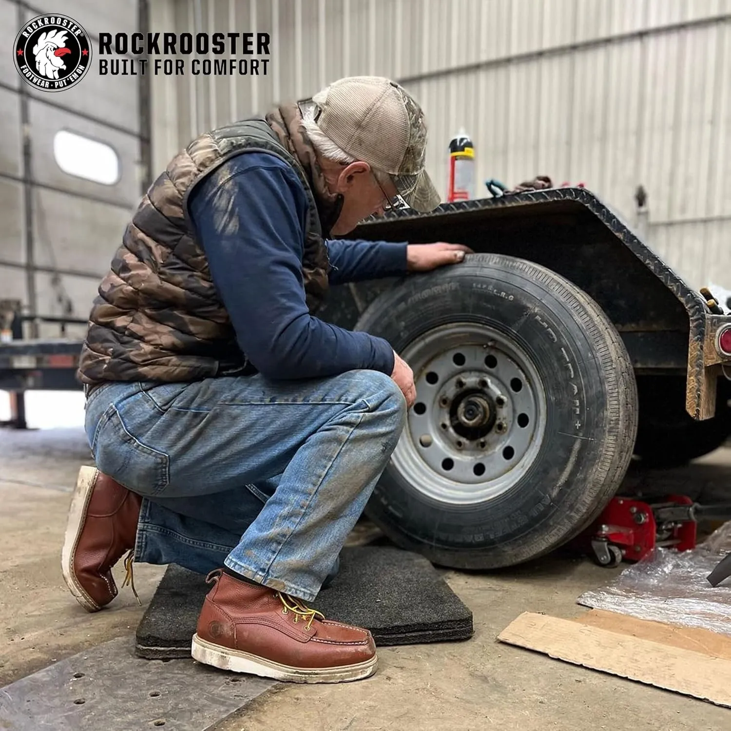 ROCKROOSTER Walker Waterproof Work Boots for Men, 6" Soft Toe Comfortable Boots, Vibram Wedge Sole, Arch Support Anti-Fatigue, Leather Insulated Safety Boots, Electric Hazard