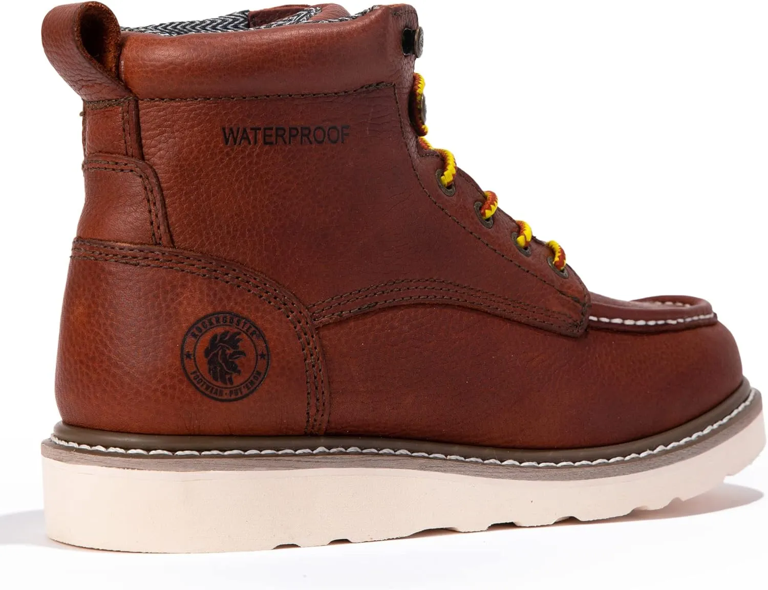 ROCKROOSTER Walker Waterproof Work Boots for Men, 6" Soft Toe Comfortable Boots, Vibram Wedge Sole, Arch Support Anti-Fatigue, Leather Insulated Safety Boots, Electric Hazard