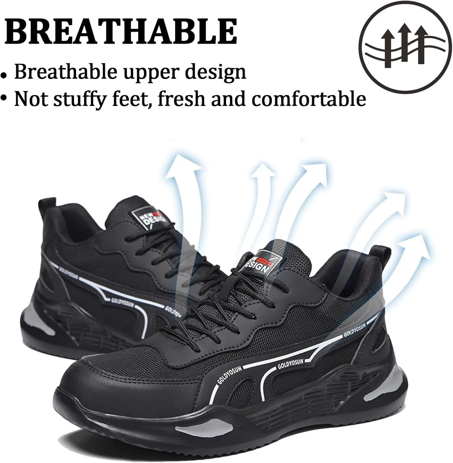 Safety Trainers for Women Men Lightweight Steel Toe Cap Trainers Work Breathable Safety Boots Non Slip Sneakers