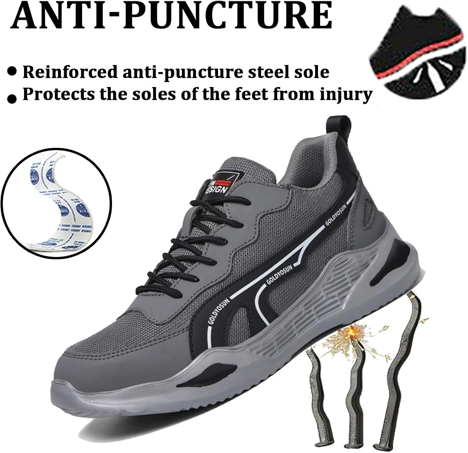 Safety Trainers for Women Men Lightweight Steel Toe Cap Trainers Work Breathable Safety Boots Non Slip Sneakers