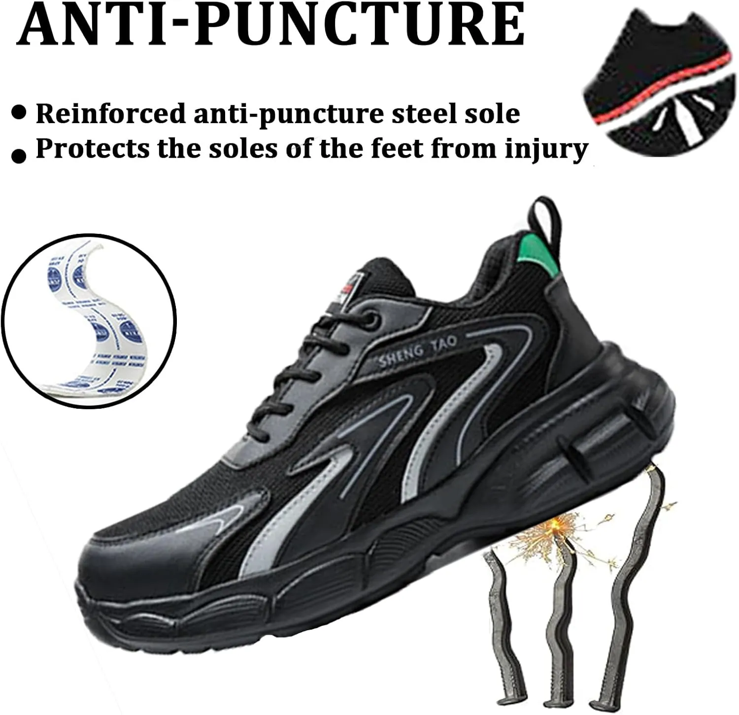 Safety Trainers for Women Men Lightweight Steel Toe Cap Trainers Work Breathable Safety Boots Non Slip Sneakers
