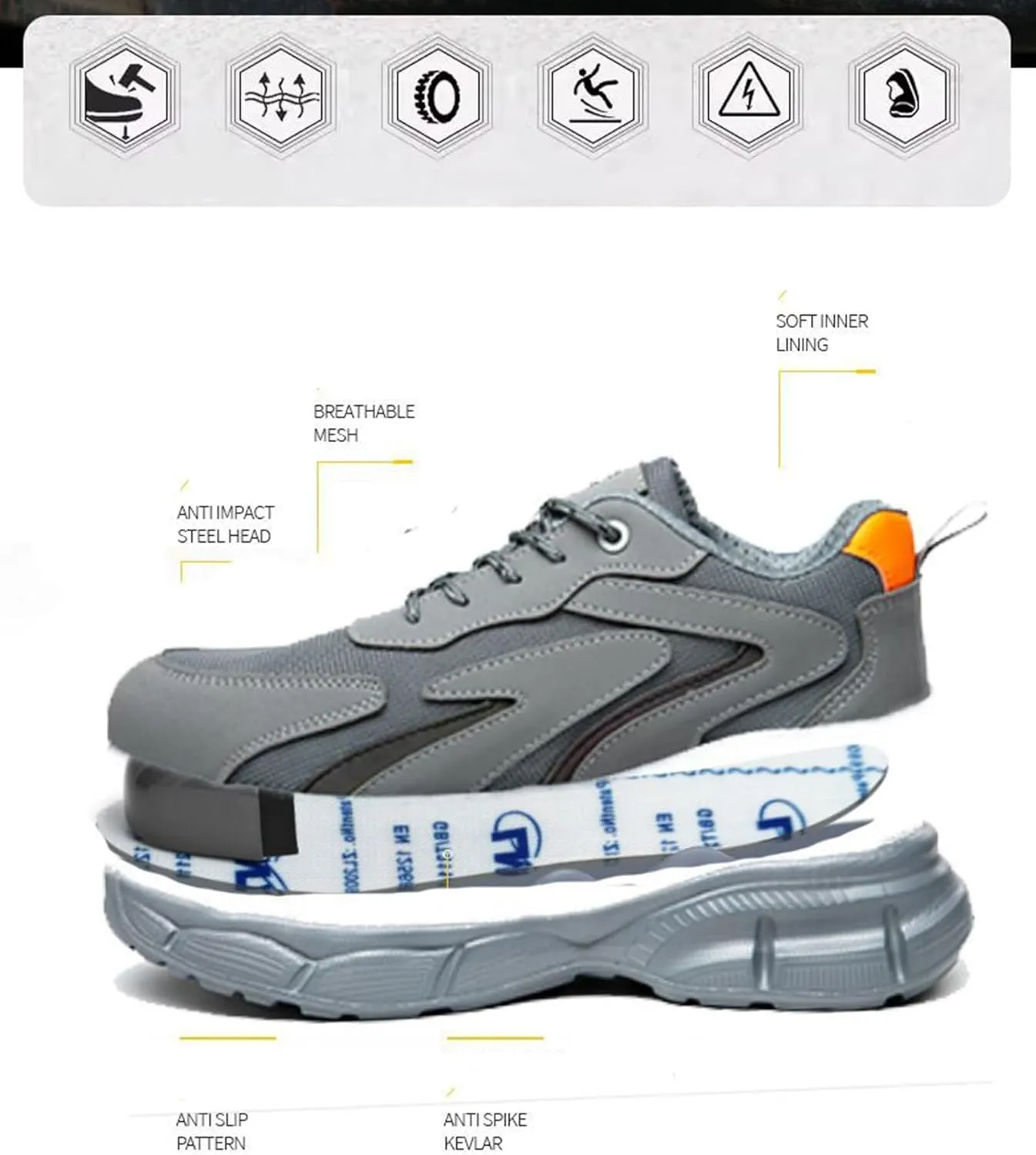 Safety Trainers for Women Men Lightweight Steel Toe Cap Trainers Work Breathable Safety Boots Non Slip Sneakers