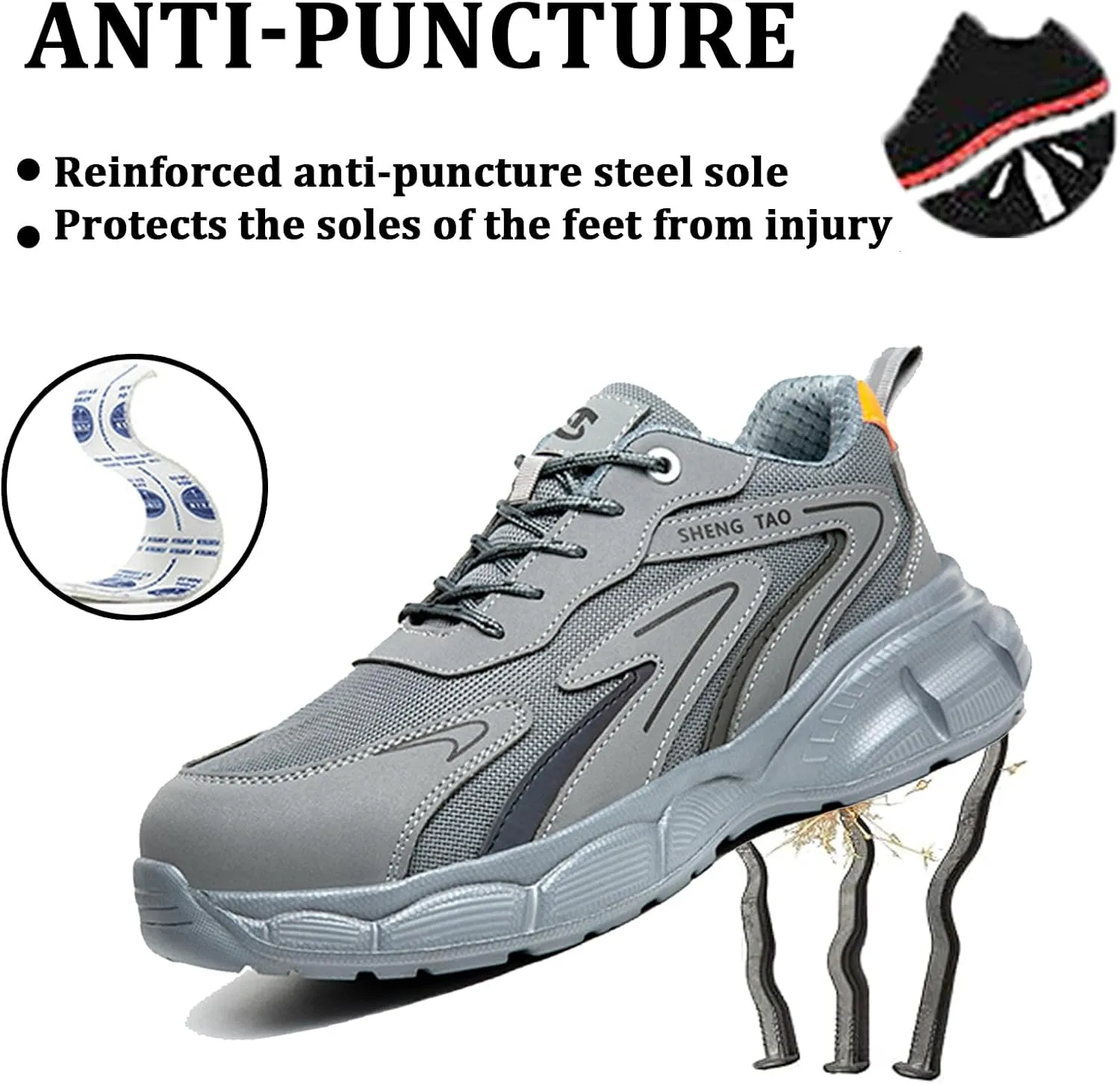 Safety Trainers for Women Men Lightweight Steel Toe Cap Trainers Work Breathable Safety Boots Non Slip Sneakers