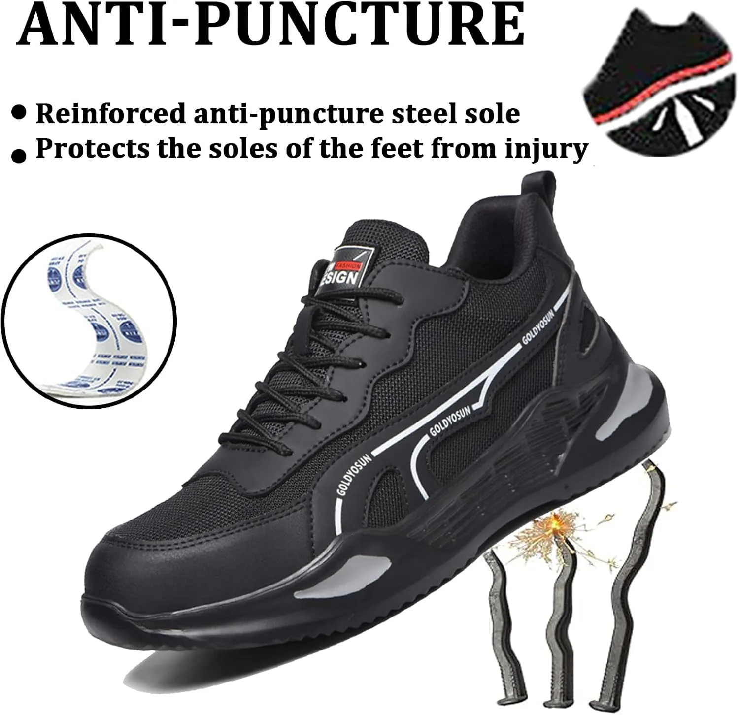 Safety Trainers for Women Men Lightweight Steel Toe Cap Trainers Work Breathable Safety Boots Non Slip Sneakers