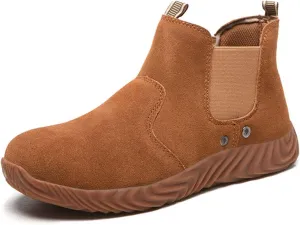 Safety Trainers Women Men Safety Shoes Lightweight Steel Toe Cap Safety Boots Breathable Industrial Work Shoes (Color : Brown, Size : 7 US)
