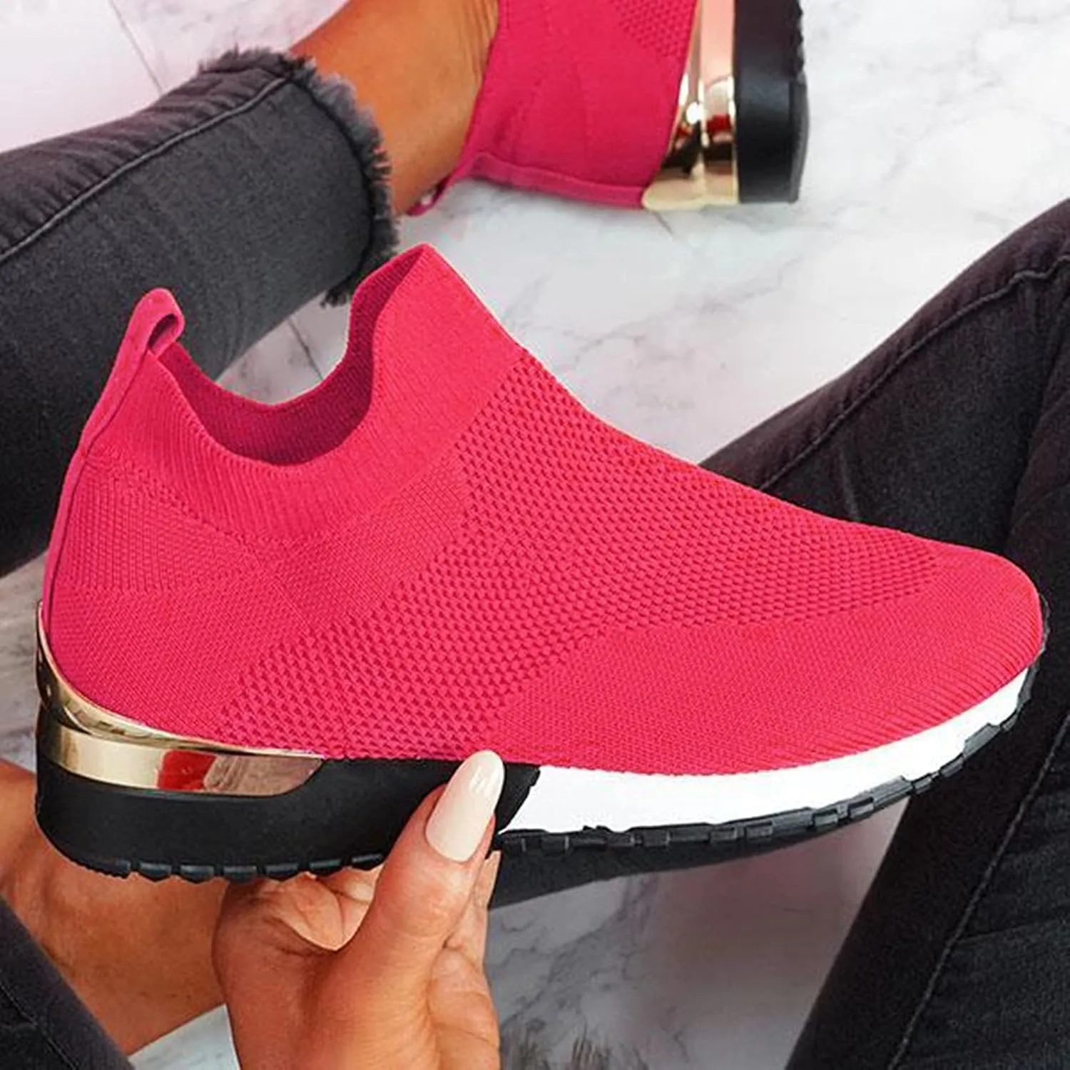 SBGMoSJ Chunky Sneakers for Women Trendy Zapato Antiderrapante para Mujer Casual Shoes for Women 2023 Trendy White Sneakers Slip Ons for Women Platform Zapatos para Embarazadas Comodos