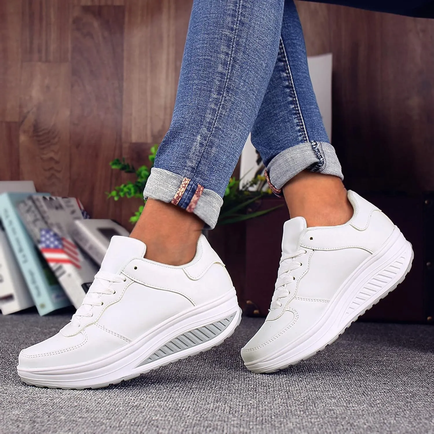 SBGMoSJ Gym Shoes for Women Workout Wide Red and White Athletic Shoes Women's Workout Shoes for Women Gym Slip On Fashion Sneakers for Women 2023 Black Platform Comfy Slip On Shoes for Women