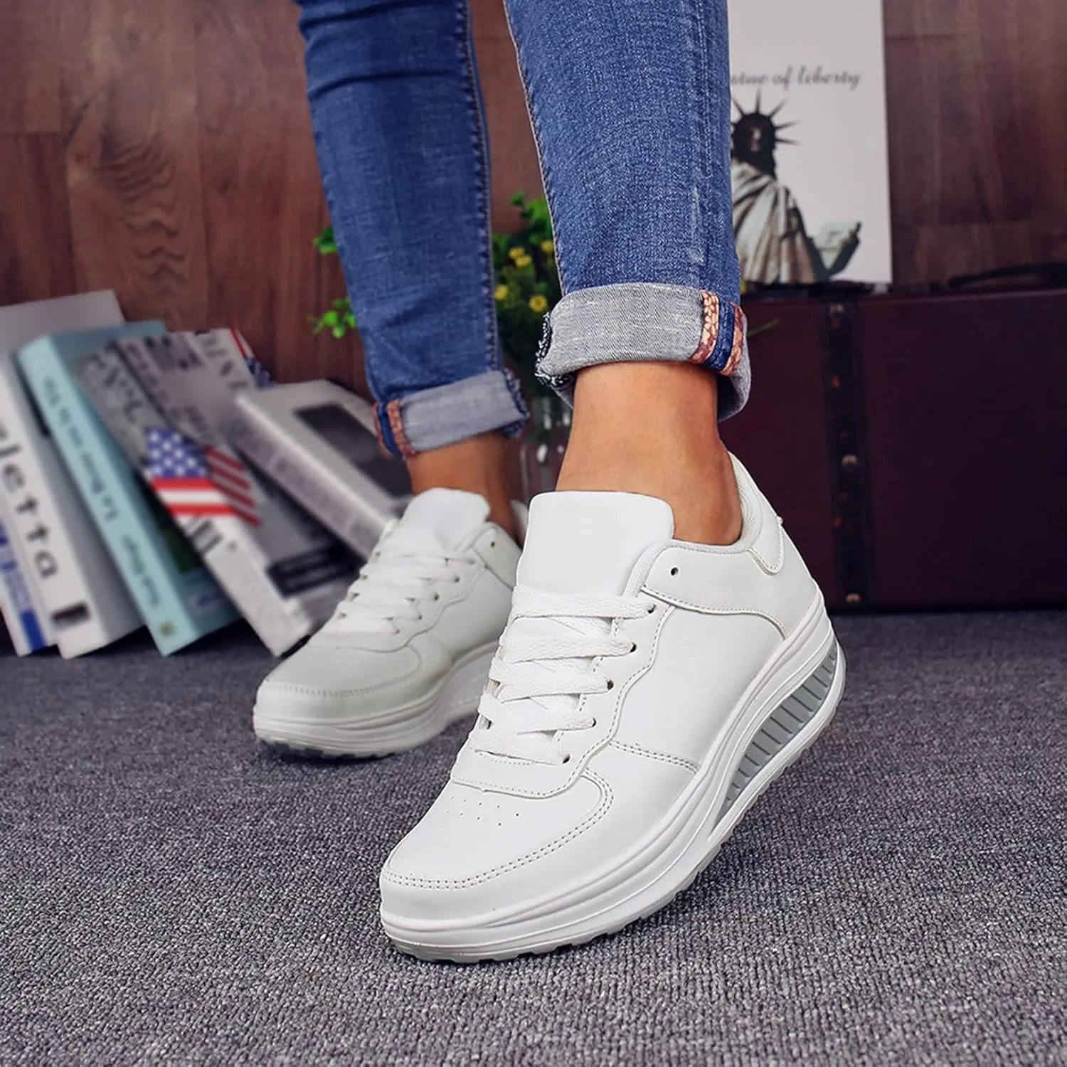 SBGMoSJ Gym Shoes for Women Workout Wide Red and White Athletic Shoes Women's Workout Shoes for Women Gym Slip On Fashion Sneakers for Women 2023 Black Platform Comfy Slip On Shoes for Women