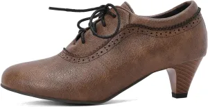 SHEMEE Vintage Kitten Heels Oxford Pumps for Women Stacked Cone Heel Victorian Witch Shoes Lace-Up Brogues Work Office Shoe