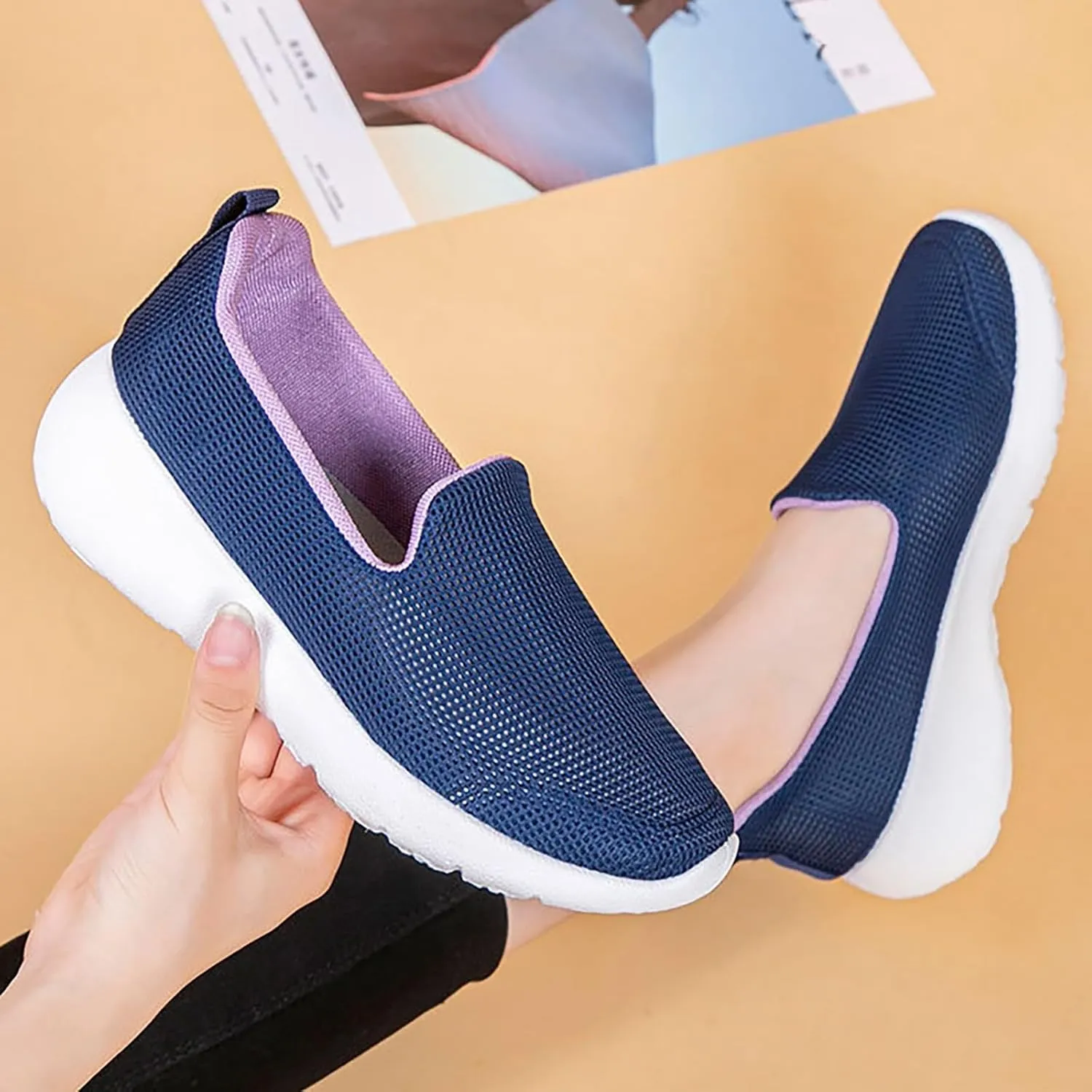 Slip On Shoes Women Lightweight Casual Black Shoes Fashion Sneakers 2025 Women's Soft Sole Mesh Comfort Orthopedic Basketball Shoe Loafers Shoe