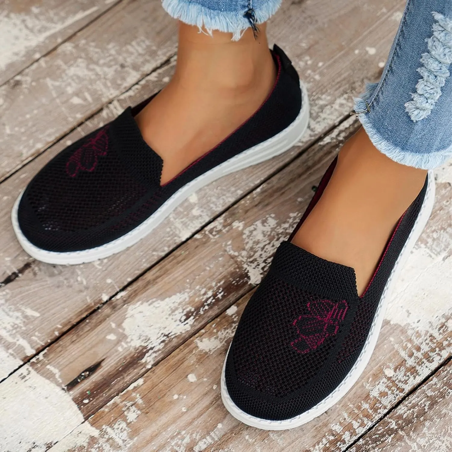 Slip On Walking Shoes for Women Size 5.5 Women's Wide Width Slip Resistant Athletic Work Shoes Sneakers Women Trendy Fashion Womens High Tops Sneakers Slip Resistant Women's Black Work Shoes Size 9