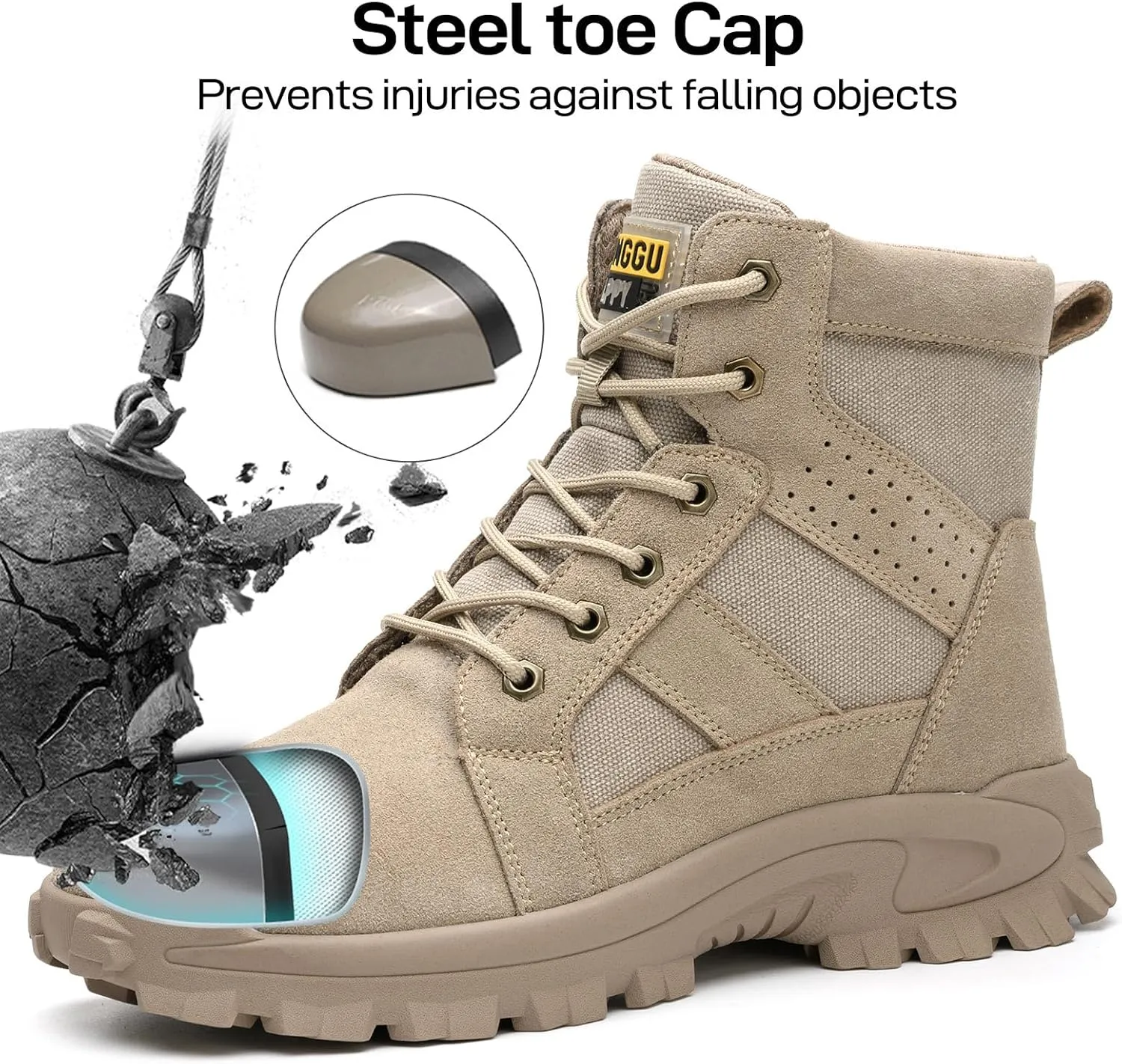 Steel Toe Boots for Men Comfortable Mens Work Boots Indestructible Construction Industrial Safety Boots