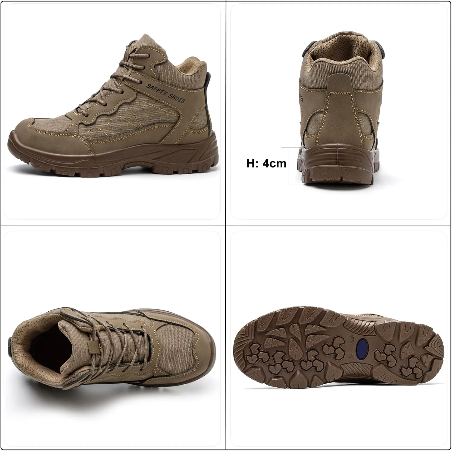 Steel Toe Work Boots for Men, High Top Composite Toe Safety Boots, Ultra-fiber & Canvas Upper, Lace-up, Indestructible Construction Industrial Safety Shoes