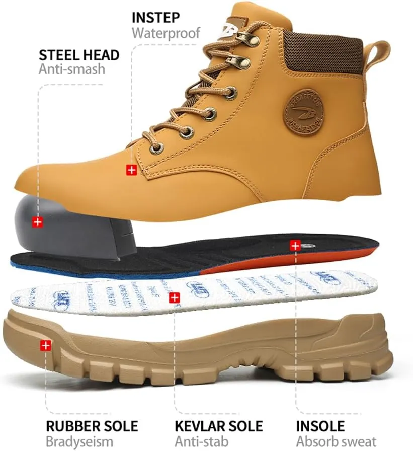 Steel Toe Work Shoes for Men Women Lightweight Comfortable Waterproof Industrial & Construction Fireproof Safety Boots