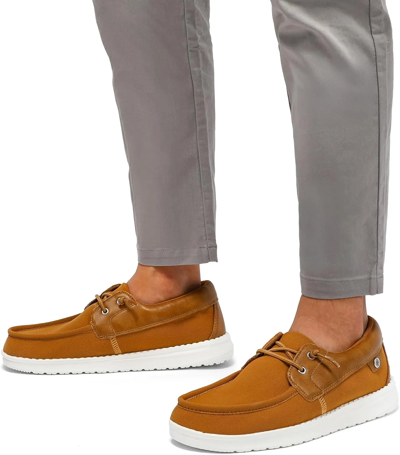 STQ Boat Shoes Men's Business Casual Shoes Slip on Dress Sneakers with Arch Support Insole Lightweight Orthopedic Walking Loafers for Plantar Fasciitis