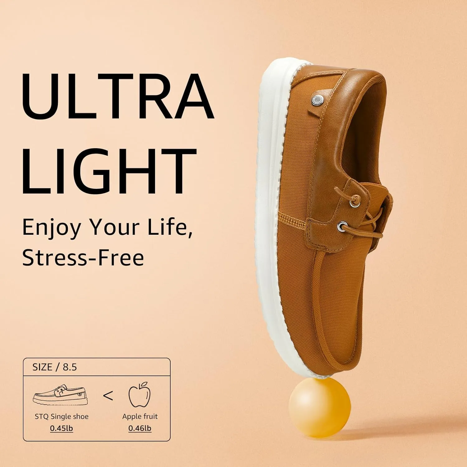 STQ Boat Shoes Men's Business Casual Shoes Slip on Dress Sneakers with Arch Support Insole Lightweight Orthopedic Walking Loafers for Plantar Fasciitis