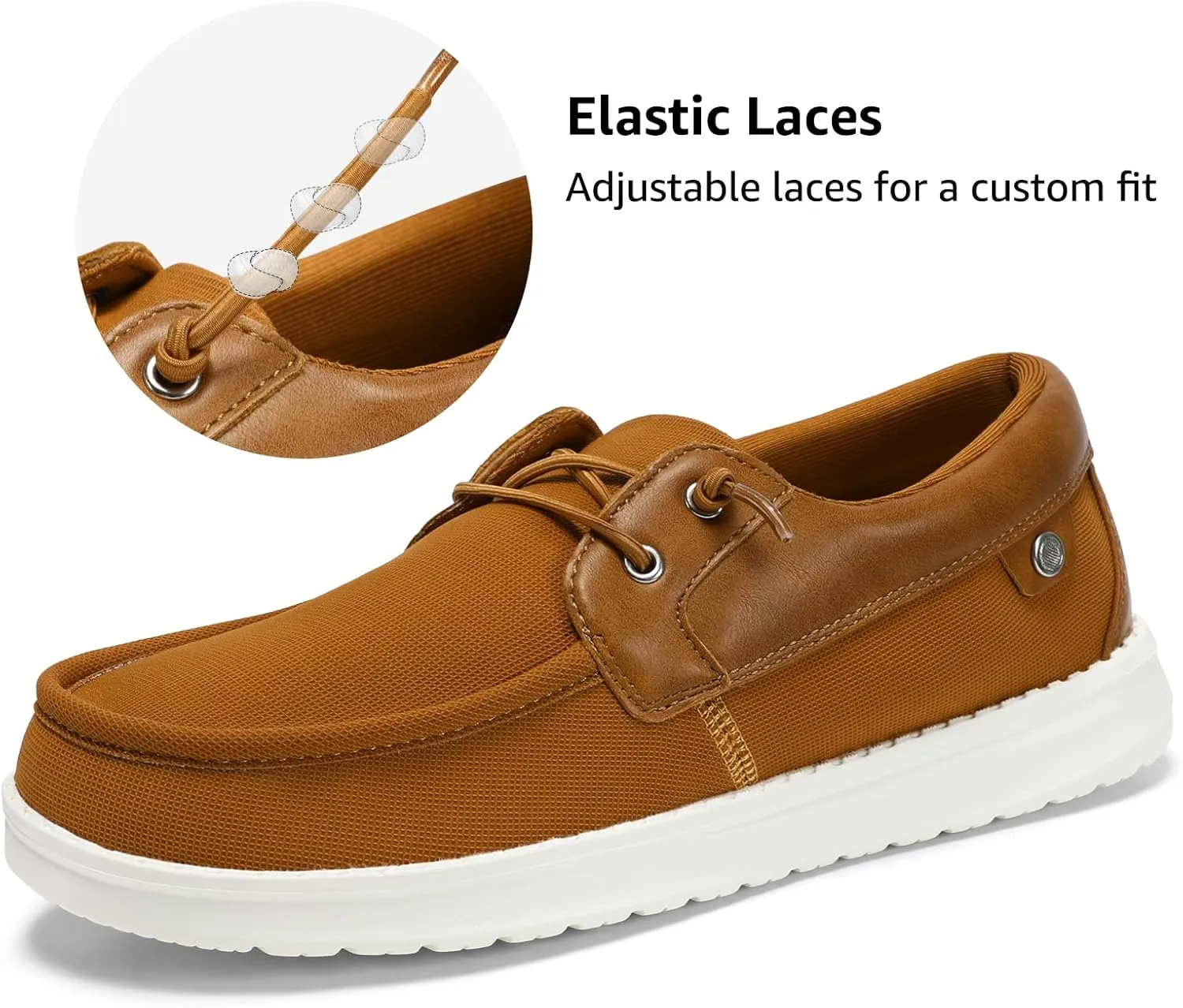 STQ Boat Shoes Men's Business Casual Shoes Slip on Dress Sneakers with Arch Support Insole Lightweight Orthopedic Walking Loafers for Plantar Fasciitis