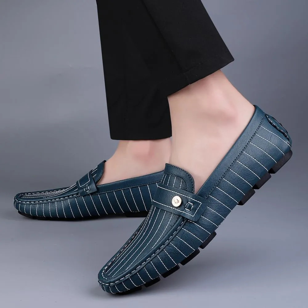 Succttssful Men's Leather Flat Loafers for Driving - Fashion Boat Shoes Slip On Walking Boat Shoes Casual Shoes for Travelling