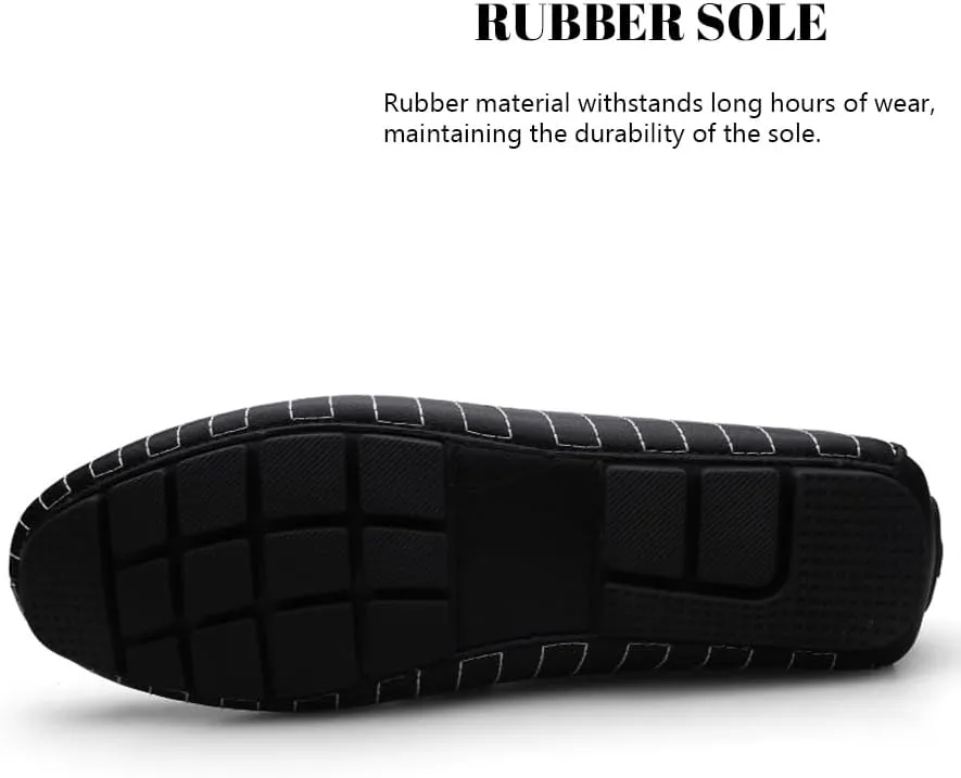 Succttssful Men's Leather Flat Loafers for Driving - Fashion Boat Shoes Slip On Walking Boat Shoes Casual Shoes for Travelling