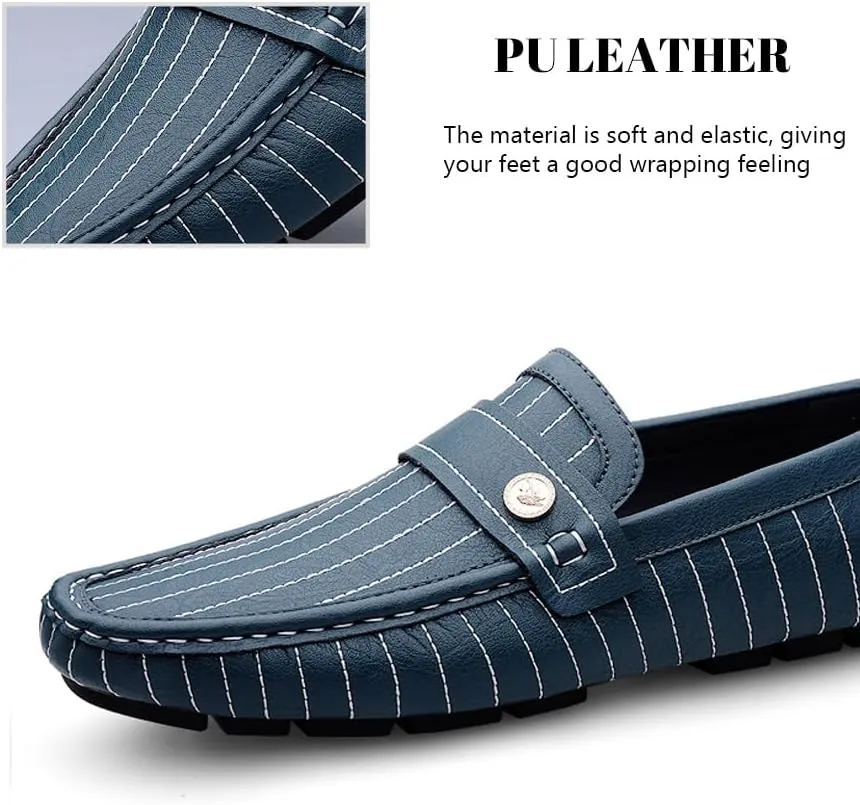 Succttssful Men's Leather Flat Loafers for Driving - Fashion Boat Shoes Slip On Walking Boat Shoes Casual Shoes for Travelling