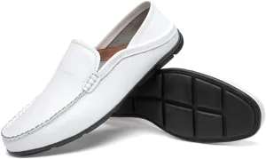 Succttssful Men's Leather Flat Loafers for Driving - Fashion Boat Shoes Slip On Walking Boat Shoes Casual Shoes for Travelling